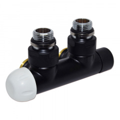 Термостатический узел Carlo Poletti Twin Thermo угловой левый 1/2" Зx3/4" EK 50 мм Black Matte Хмельницький