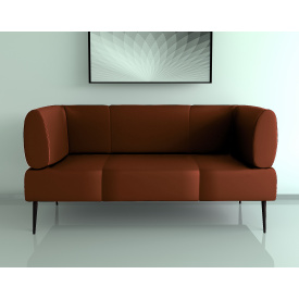 Диван офисный Tobi Sho Бенно-1 с подлокотниками и конусной ногой 1500х720х750 кожзам Светло-коричневый 2212