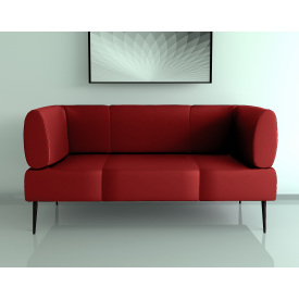 Диван офісний Tobi Sho Бенно-1 з підлокітниками та конусною ногою 1500х720х750 шкірзам Червоний 2210