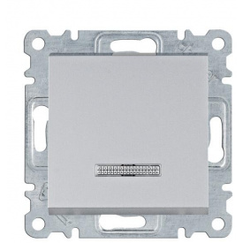 Універсальний вимикач Hager WL0222 Lumina 10АХ/230В з підсвічуванням (сріблястий)