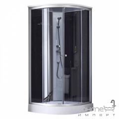 Полукруглый душевой бокс Lidz Tani SBM90x90.SAT.LOW.GR профиль сатин, стекло графит, стенки черные Вінниця