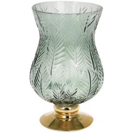 Ваза настольная декоративная Ancient Glass Розалин 14х15х25 см зеленое стекло Bona DP41817