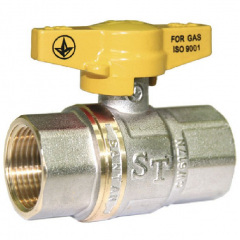 Кран шаровый для газа Santan PREMIUM 602, 3/4" внутренний-внутренний, желтая бабочка Вишневое