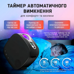Лазерний нічник-проектор зоряного неба А1 з Bluetooth колонкою та пультом Чорний (A1-LSL15/Black) Весёлое