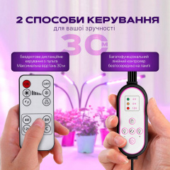 Фітолампа світлодіодна (LED) SBTR для рослин регулювання яскравості та кольору з пультом гнучка IP65 (FL-02) Лозовая