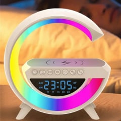 Настільна смарт лампа-нічник Light-Wireless Happy Light з колонкою бездротовою зарядкою та годинником (BT-3401) Володарськ-Волинський