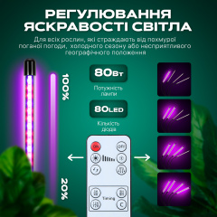 Фітолампа світлодіодна (LED) для рослин регулювання яскравості та кольору пульт таймер гнучка IP54 (FL-01) Костопіль