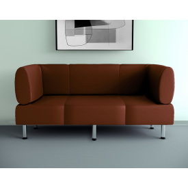 Диван офісний Tobi Sho Бенно-1 з підлокітниками та прямою ногою 1800х720х750 шкірзам Світло коричневий 2212