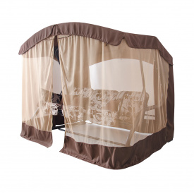 Садовая качель Алиса Vitan с тентом и москитной сеткой коричневая