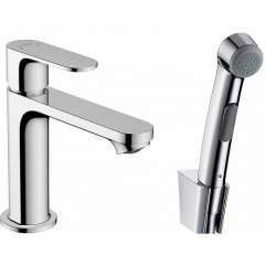 Змішувач для умивальника Hansgrohe Rebris S 110 з гігієнічним душем (72215000) Вишневое