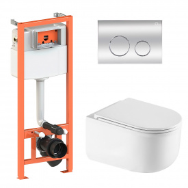 Інсталяція для унітазу 4 в 1 Qtap Nest + унітаз із сидінням Taurus Ultra Quiet, з панеллю змиву (QT2433084EUQW46152)