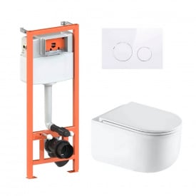 Інсталяція для унітазу 4 в 1 Qtap Nest + унітаз із сидінням Taurus Ultra Quiet, з білою панеллю змиву (QT2433084EUQW46146)