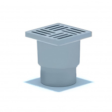 Трап KRONO PLAST 110/180° прямой с пластиковой решеткой 150x150 мм серый ТА1210