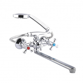 Змішувач для ванни Lidz Lamb 143 з душовим гарнітуром хром (LDLAM143CRM22143)