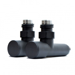 Кран кутовий для рушникосушки Raftec 1/2"х1/2" подовжений, чорний, 2шт. Цумань