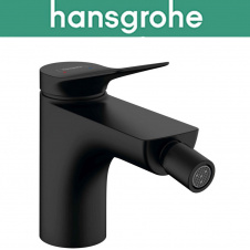 Смеситель однорычажный Hansgrohe (art 75200670) для биде со сливной гарнитурой Vivenis, матовый черный