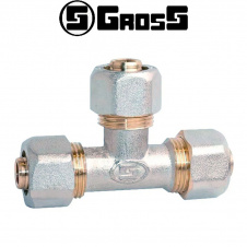 Тройник зажимной для Металлопластиковой трубы Т16*16*16 (разборной), Gross