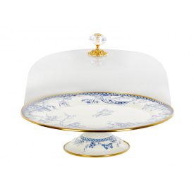 Тортовница эмалированая "BUTTERFLY" Elmani с крышкой на ножке, 30 см