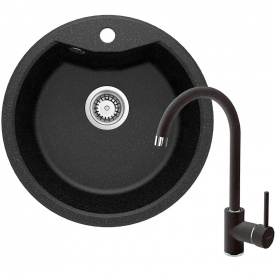 Набір для кухні Deante Solis, гранітна мийка ZRS_2803 + зміш. BEN_262M, графіт-хром (ZRSB2803)