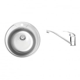 Набір для кухні Deante Twist, стальна мийка ZHC_0813 + зміш. BYU_060M, сталь (ZHCA0813)