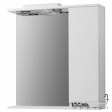 Зеркало с полочкой, шкафчиком и LED-подсветкой Mirater Верона 70 белое/серое, правостороннее