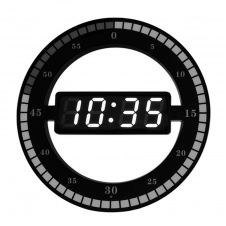 Настільний LED годинник круглий HongC d 31см HC-012 Чорний
