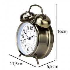 Годинник настільний Clock з будильником Моен Класік Тихий хід 16х11, 5х5, 5 см Бронзовий (16283) Оріхів