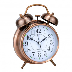 Годинник настільний Clock з будильником Моен Класік Тихий хід 16х11,5х5,5 см Мідний (16282) Киев