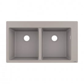 Мийка кухонна Hansgrohe S510-F770 770х510 на дві чаші 370/370, сірий бетон (43316380)