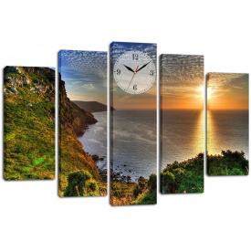 Настінний годинник-картина на полотні Декор Карпати 80x120 см (chf36)