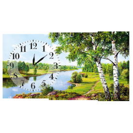 Настінний годинник на полотні Декор Карпати K-108 Берізки (KIXg40473)
