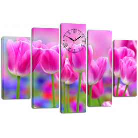 Настінний годинник-картина на полотні Декор Карпати 80x120 см (chf25)