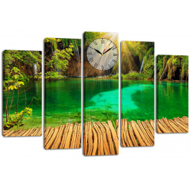 Настінний годинник-картина на полотні Декор Карпати 80x120 см (chf39)