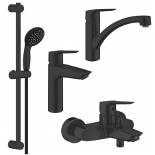 Набір змішувачів для ванни і кухні Grohe QuickFix Start чорний матовий (UA303311MK)