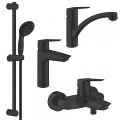 Набір змішувачів для ванни і кухні Grohe QuickFix Start чорний матовий (UA303311MK) Вишгород