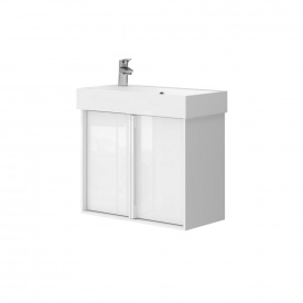 Тумба з умивальником Devit Quadra 330х650х601, білий глянцевий (083065W)