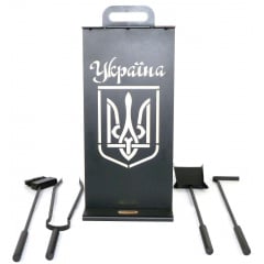 Камінний набір Україна та дровниця Ferrum Бочка 4 4 інструмента Чорний (998) Каменка-Днепровская