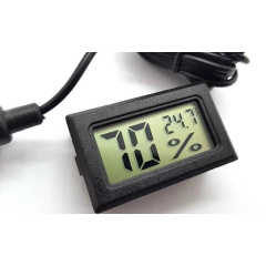 Термогігрометр цифровий з виносним датчиком 1,5 м Xiamen вологомір термометр чорний (HT050791) Токмак