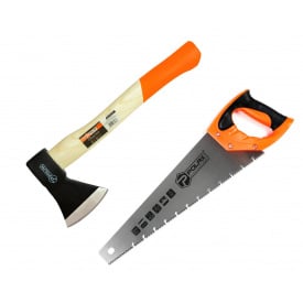 Набір сокира 600 г дерев'яна ручка і ножівка по мокрому дереву 400 мм Polax (335-34)