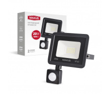 Прожектор Maxus FL-04 20W 5000K sensor Чорний (1744)