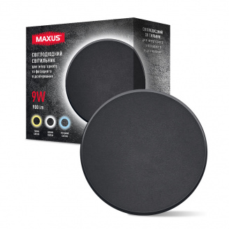 Світильник світлодіодний накладний Maxus MWL 9W 3CCT IP65 BL Circle Чорний (1799)