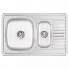 Кухонная мойка WEZER 7850(08) Decоr 780x500x180 мм с сифоном, крылом, 2 чаши