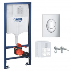 GROHE RAPID SL 3в1 комплект для подвесного унитаза (бачок, крепеж, кнопка хром - двойн. слив 37965000)