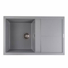 Гранитная мойка для кухни Platinum 7950 SELENA с крылом, матовая серая металлик Тячів