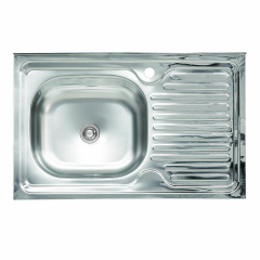 Мойка кухонная Platinum 8050 L (0,4/120 мм) с крылом, из нержавеющей стали Вишневе