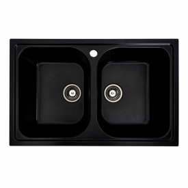 Гранитная мойка для кухни Platinum 7950 Equatoria глянцевая черная металлик