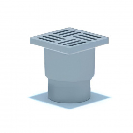 Трап KRONO PLAST 110/180° прямой с пластиковой решеткой 150x150 мм серый ТА1210