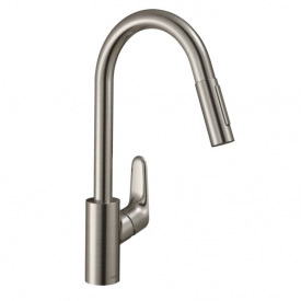 Смеситель для кухни Hansgrohe Focus Focus 240 2jet с выдвижным изливом, стальной (31815800)