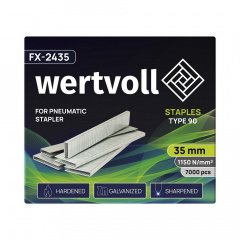 Скобы закаленные для пневмостеплера WERTVOLL 90 35 мм/5.8х1.25 мм 7000 шт Gray (FX-2435) Днепрорудное