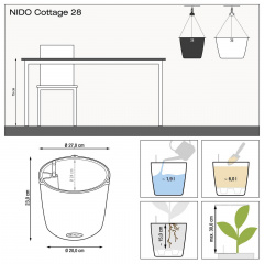 Вазон Lechuza Cottage Nido 28 антрацит 6 л Дніпрорудне